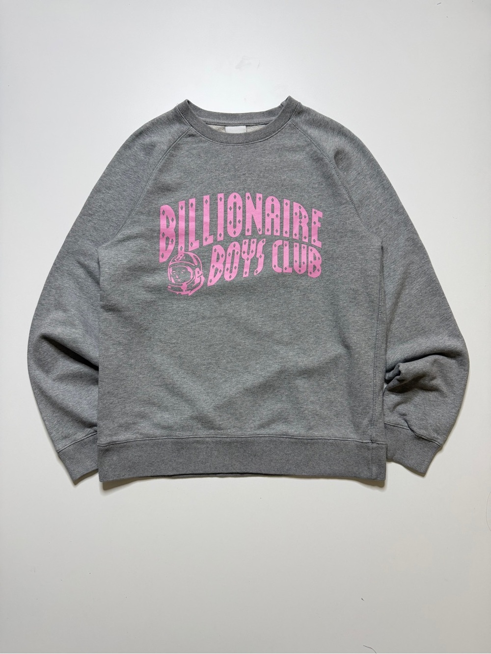 Billionaire Boys Club Astronaut Logo Crewneck Sweatshirt Mens Small Gray Pink